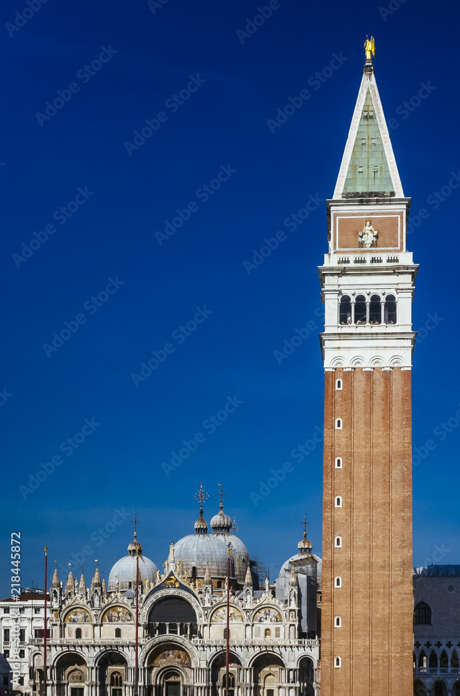St. Mark's Basilica and Bell Tower in Venice, Italy