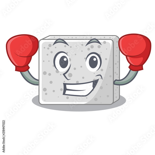 Boxing feta cheese character cartoon