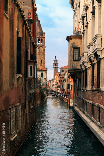 Narrow Canals in Venice Italy © chronisyan