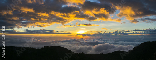 mountains and mist at sunlight time, Doi Luang Chiang Dao, Chiang Mai Province, Thailand