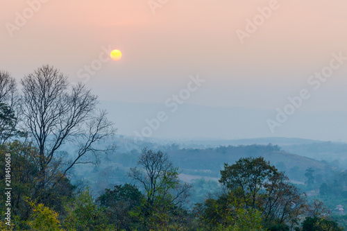 Sunset view at Wang Nam Khiao. During summer in Nakhon Ratchasima, Thailand, Southeast Asia. photo