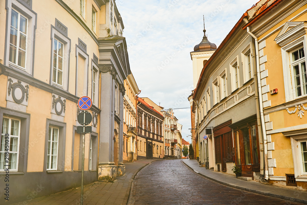 Fototapeta premium A street without people in the historic center of the capital of Lithuania - Vilnius
