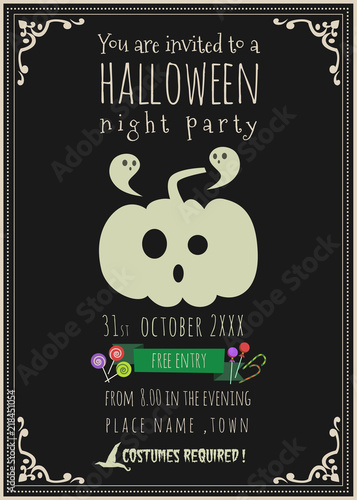 Happy halloween party invitation card.