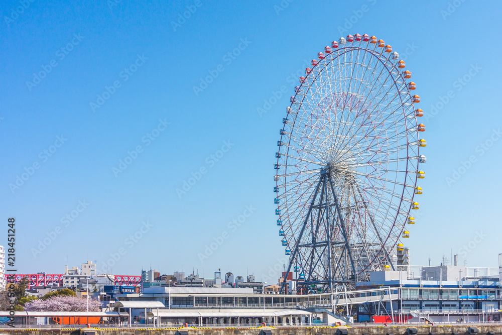 Giant ferris wheel. Massive amusement ride with views. Giant ferris wheel. Massive amusement ride with views.