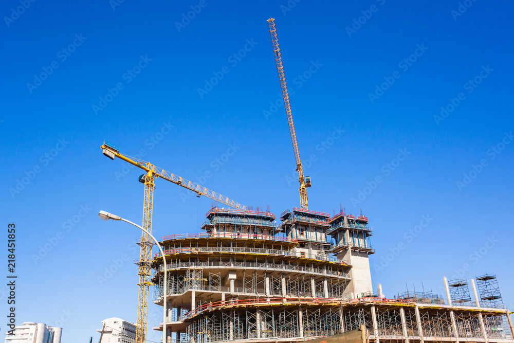 Construction Cranes Building Floors Landscape