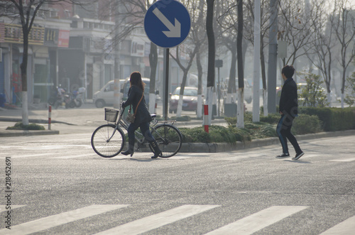 Wallpaper Mural Chinese People are Crossing the Zebra Crosswalk Torontodigital.ca