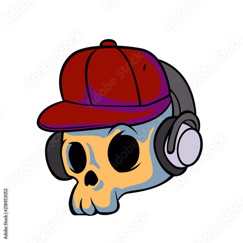 Cartoon vector illustration of an evil, stylized skull.  photo