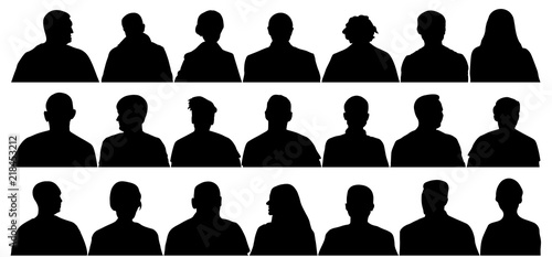 Audience cinema, theater. Crowd of people in the auditorium, silhouette vector isolated