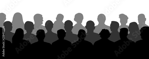 Valokuva Crowd of people in the auditorium, silhouette vector