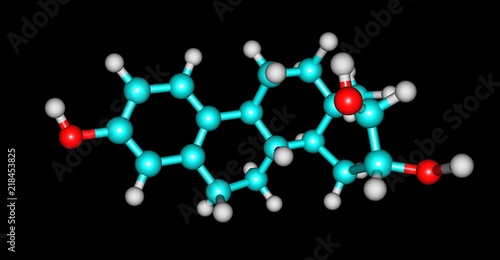 Estriol molecular structure isolated on black photo