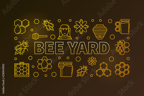 Bee Yard vector colored horizontal banner or illustration