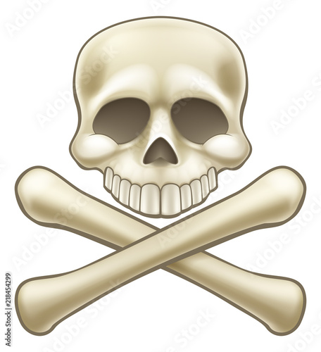 Skull and Crossbones Pirate Sign Cartoon 