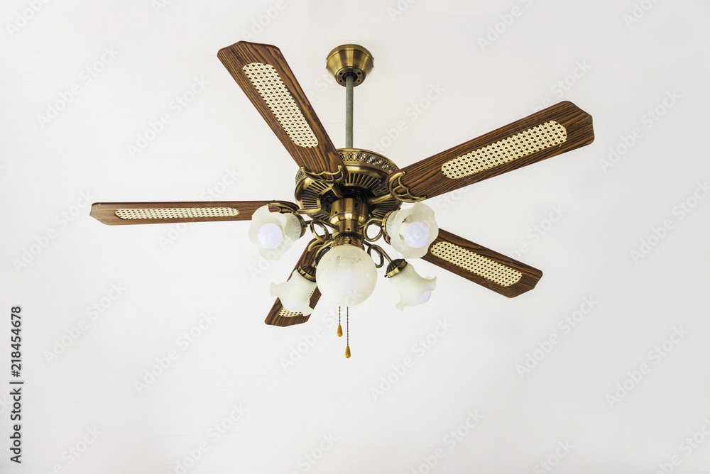 Vintage Ceiling Fan On White Background