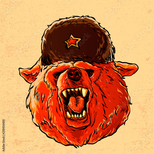 Illustration of a soviet bear .symbol of Russia.russian bear 