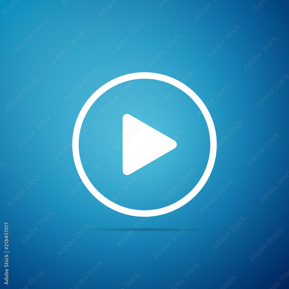 Play icon isolated on blue background. Flat design. Vector Illustration Play icon isolated on blue background. Flat design. Vector Illustration