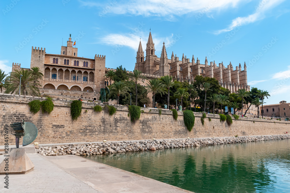 La Seu, the Cathedral of Santa Maria of Palma, and Royal Palace of La Almudaina - Palma de Mallorca, Balearic Islands, Spain