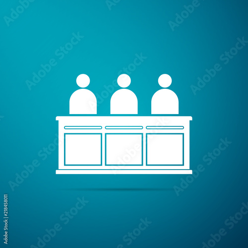 Jurors icon isolated on blue background. Flat design. Vector Illustration