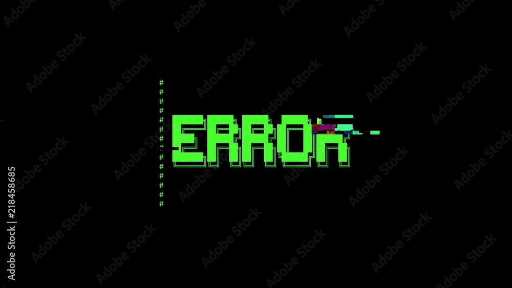 An ASCII animation with a heavy glitch effect: the green text Error  appearing on a black retro vintage computer terminal. Stock Illustration |  Adobe Stock
