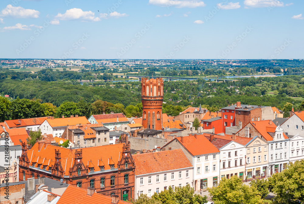 Fototapeta premium Aerial view. Old town in Chelmno, Poland
