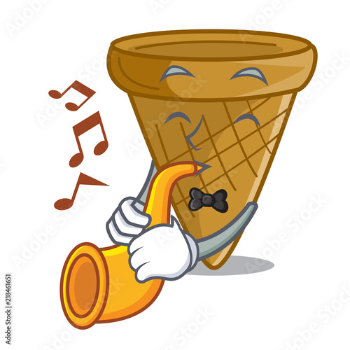 With trumpet empty wafer cone for ice cream character