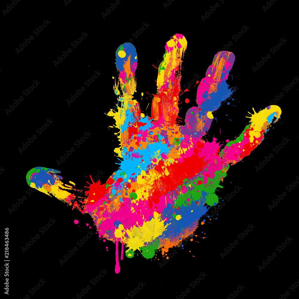 Colorful handprint on white background Colorful handprint on white background