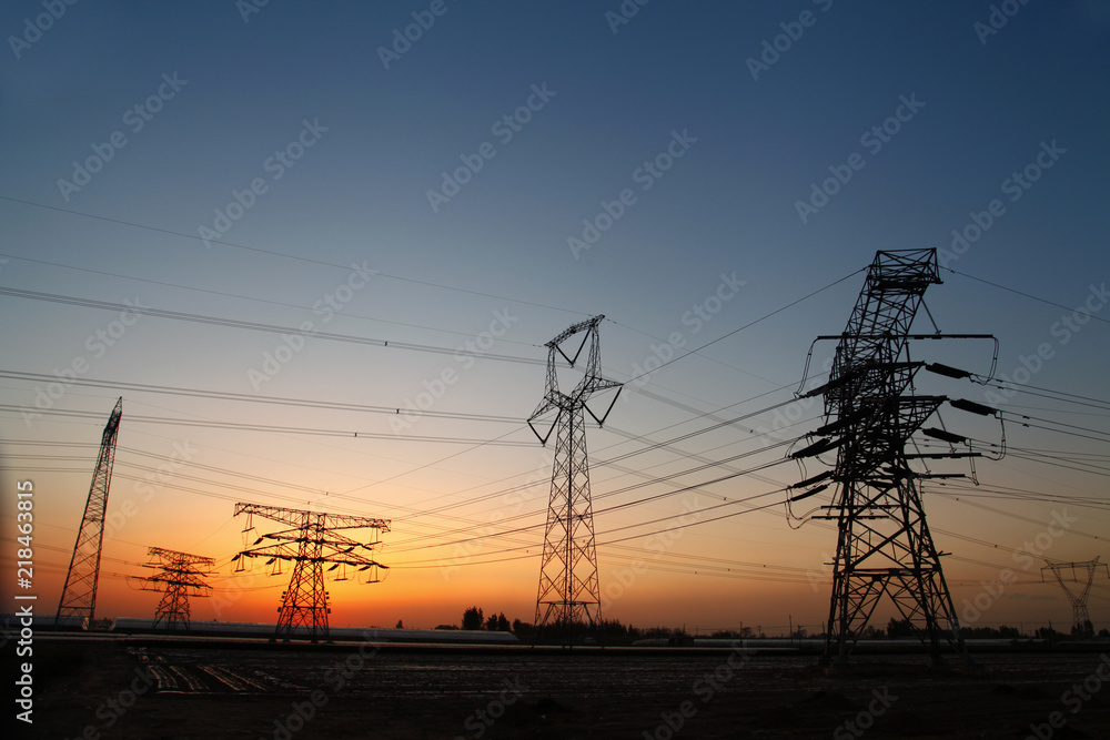 Fototapeta premium High voltage electric tower line