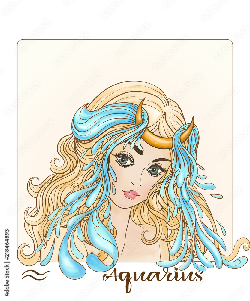Aquarius. A young beautiful girl In the form of one of the signs of the zodiac. Aquarius. A young beautiful girl In the form of one of the signs of the zodiac.