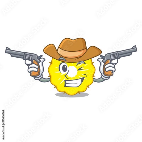 Cowboy pineapple slice character cartoon