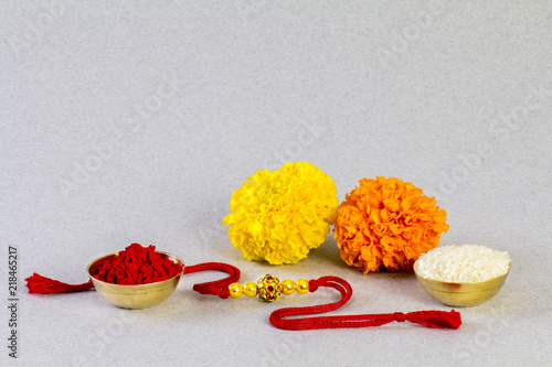 Raksha bandhan Close up of rakhi with kumkum