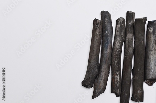 charcoal isolated on white background, xylanthrax, wood coal photo