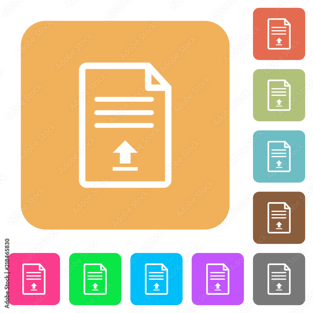 Upload document rounded square flat icons Upload document rounded square flat icons