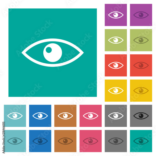 Eye square flat multi colored icons