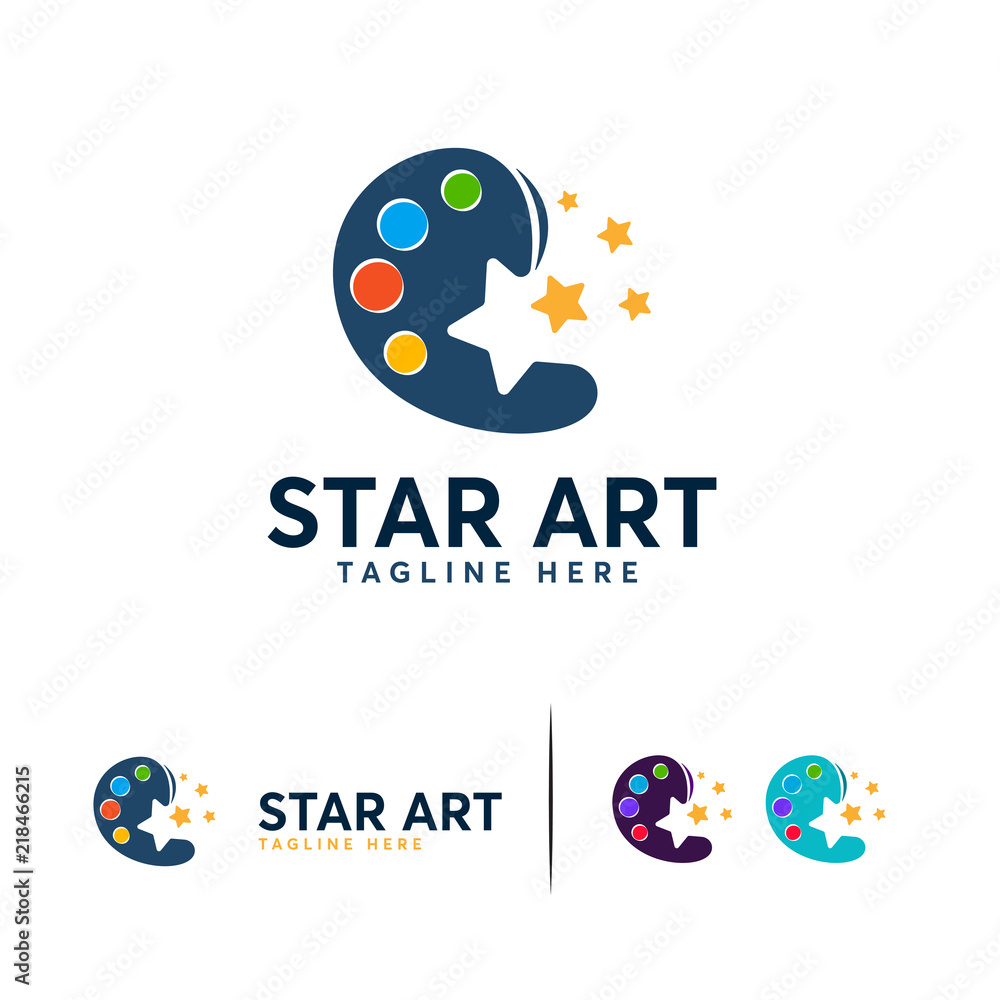 Star Art logo designs concept, Iconic Star Painting logo template Stock