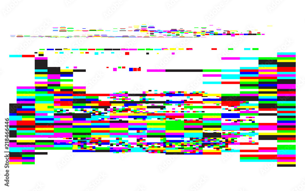 Vector glitch effect. Pixel noise abstract design. Computer screen error