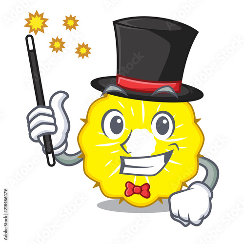 Magician pineapple slice isolated on mascot
