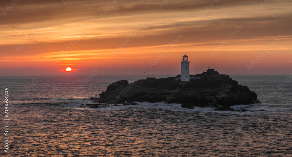 Sunset, Godrevy Lighthouse, Cornwall