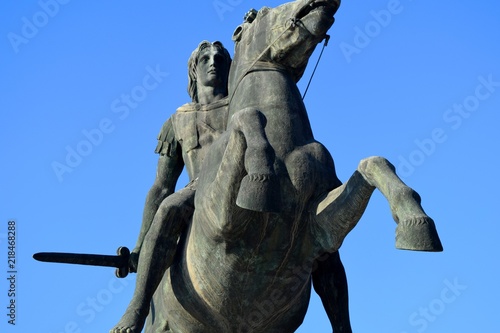 Close up of statue of Alexander the Great  Thessaloniki Greece