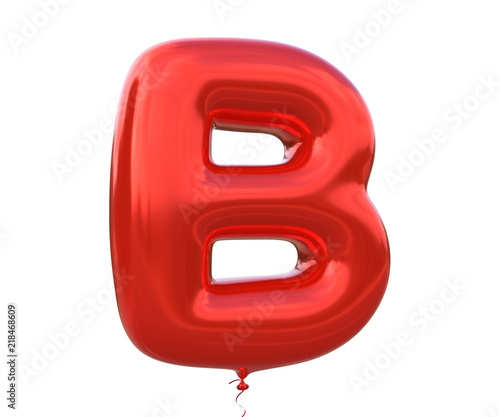 Red balloon font letter B made of realistic helium red balloon, 3d illustration with Clipping Path ready to use. For your unique balloon letter decoration; Christmas, New year and several occasion.