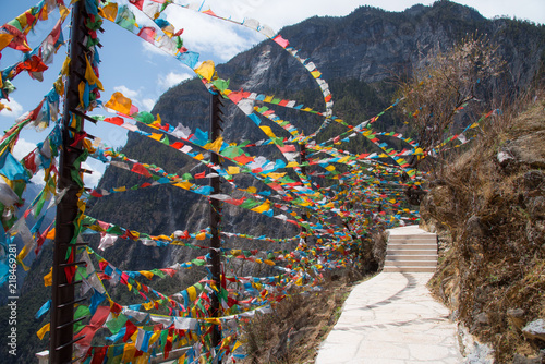 Landscape view of Balagezong national park in Shangri-la, China, view from top of mountains, beautiful place for travel, the bottom is big river