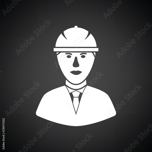 Icon of construction worker head in helmet