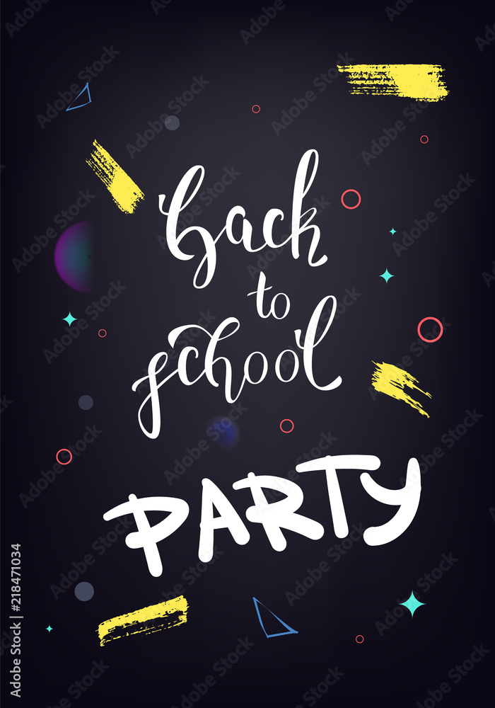 Back to school party banner. Vector illustration.