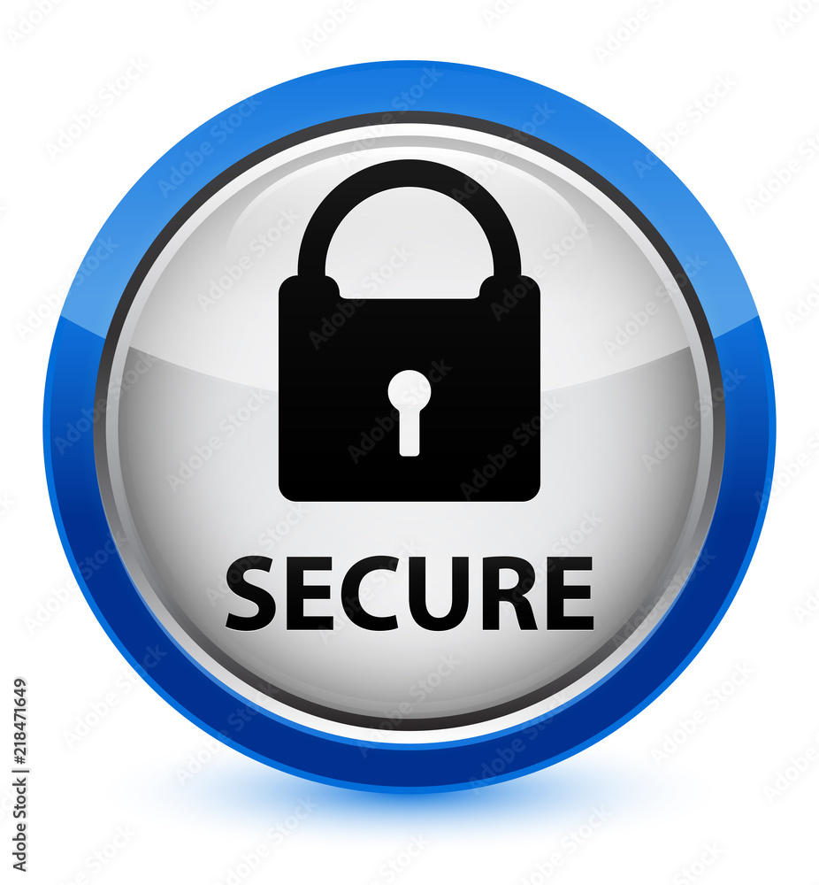 Secure (padlock icon) crystal blue round button Secure (padlock icon) crystal blue round button