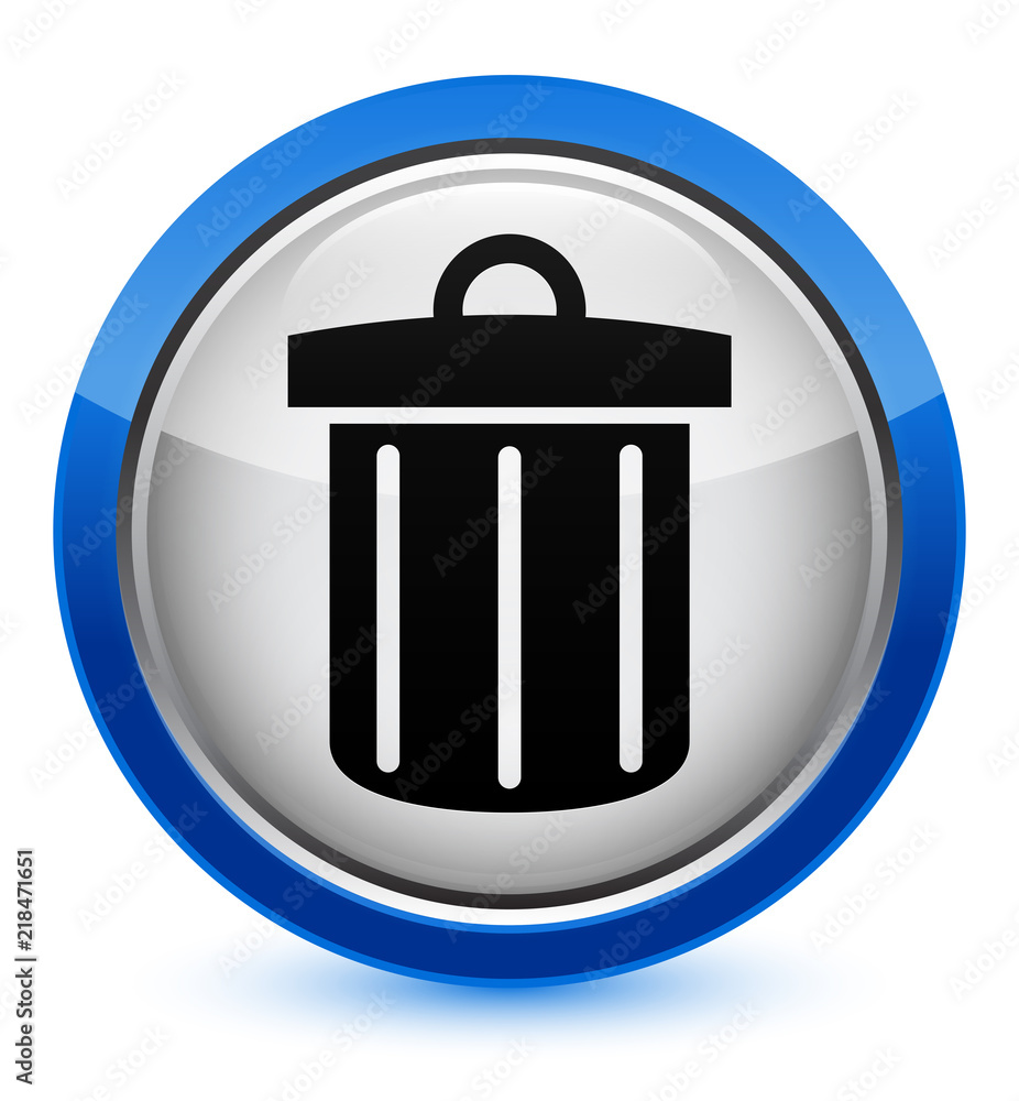 Recycle bin icon crystal blue round button Recycle bin icon crystal blue round button