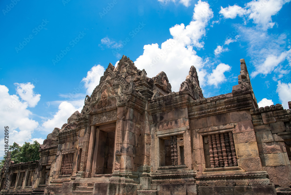 The public place is PRASAT MUANG TAM is historic and ancient castle of generality in Buriram province Thailand and a kind of Khmer architect art decorated in the Buddhist temple,pavilion,temple hall