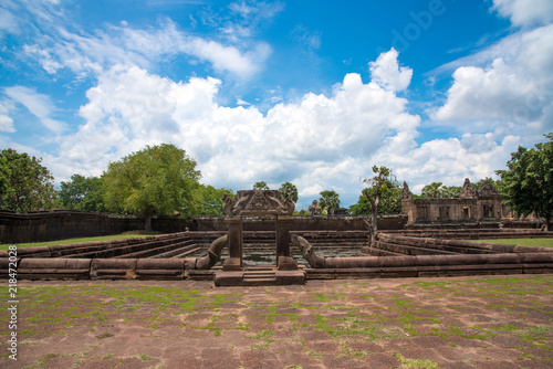 The public place is PRASAT MUANG TAM is historic and ancient castle of generality in Buriram province Thailand and a kind of Khmer architect art decorated in the Buddhist temple,pavilion,temple hall