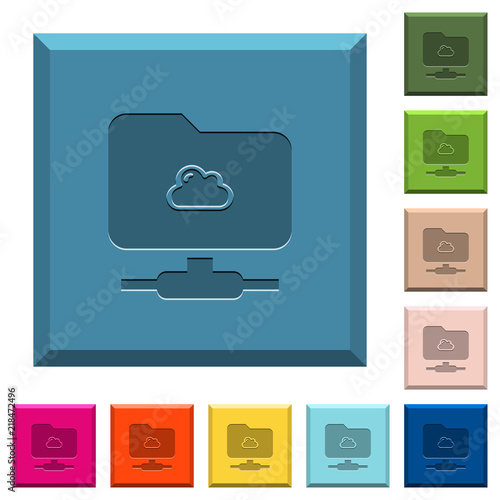 Cloud FTP engraved icons on edged square buttons