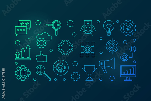 Marketing Strategy vector creative line horizontal banner