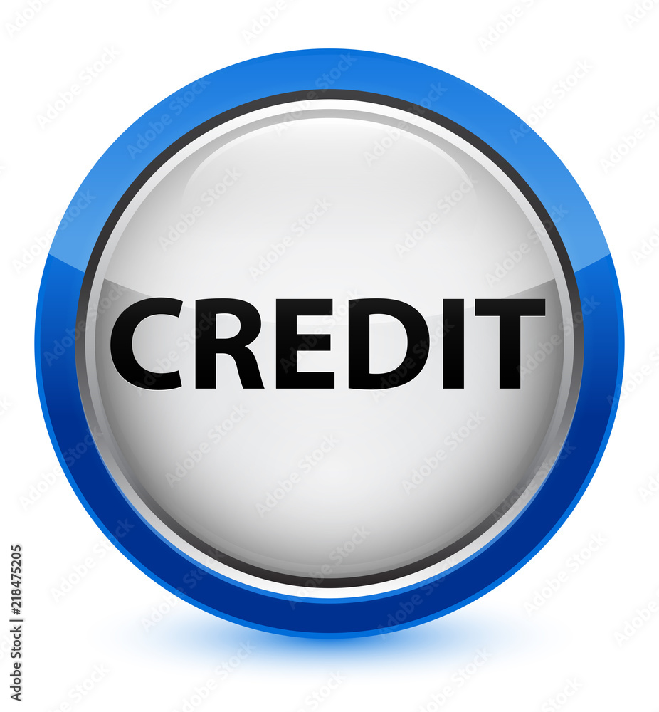 Credit crystal blue round button Credit crystal blue round button