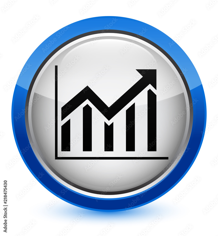 Statistics icon crystal blue round button Statistics icon crystal blue round button