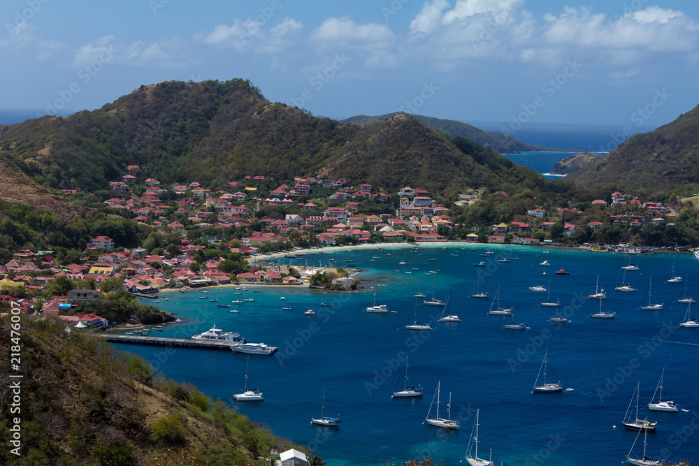 Town, bay and port of Terre-de-Haut, capital of Les Saintes islands, Guadeloupe archipelago, Caribbean Sea